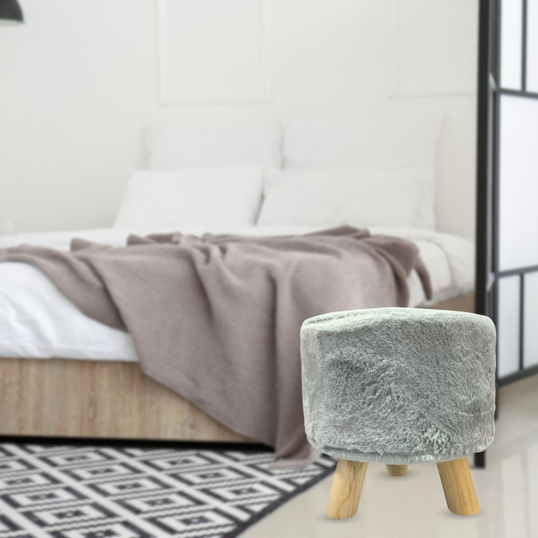 Banco puff redondo con patas de madera 30x30cm