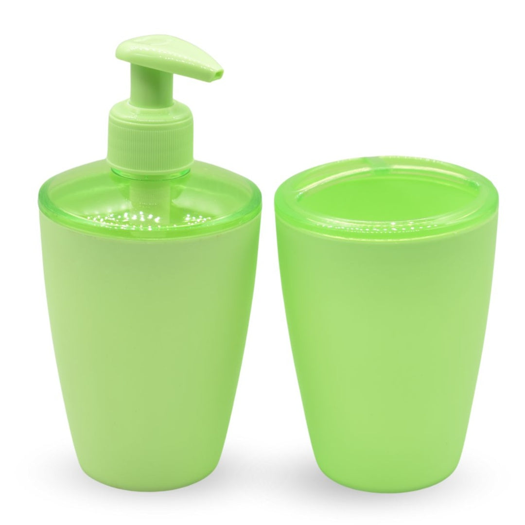 Set de dispensador de jabón y porta cepillos verde