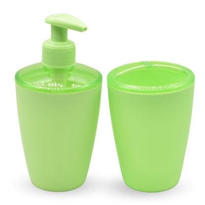 Set de dispensador de jabón y porta cepillos verde