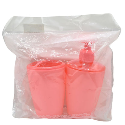 Set de dispensador de jabón y porta cepillos rosa
