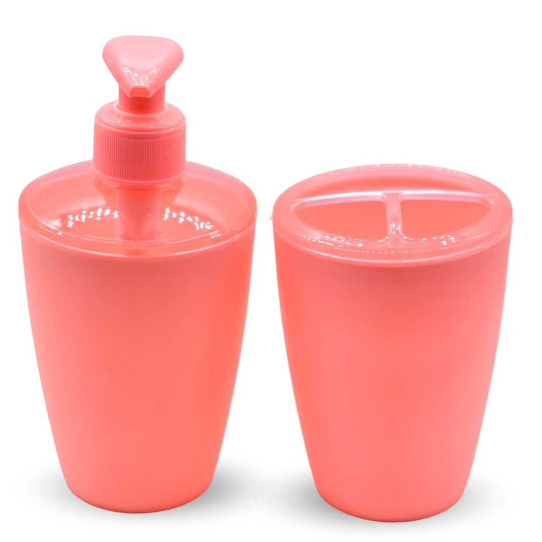 Set de dispensador de jabón y porta cepillos rosa