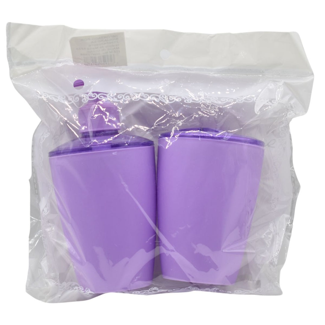 Set de dispensador de jabón y porta cepillos lila