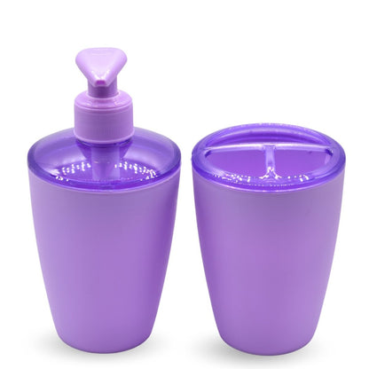 Set de dispensador de jabón y porta cepillos lila