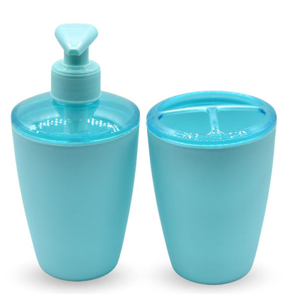 Set de dispensador de jabón y porta cepillos celeste