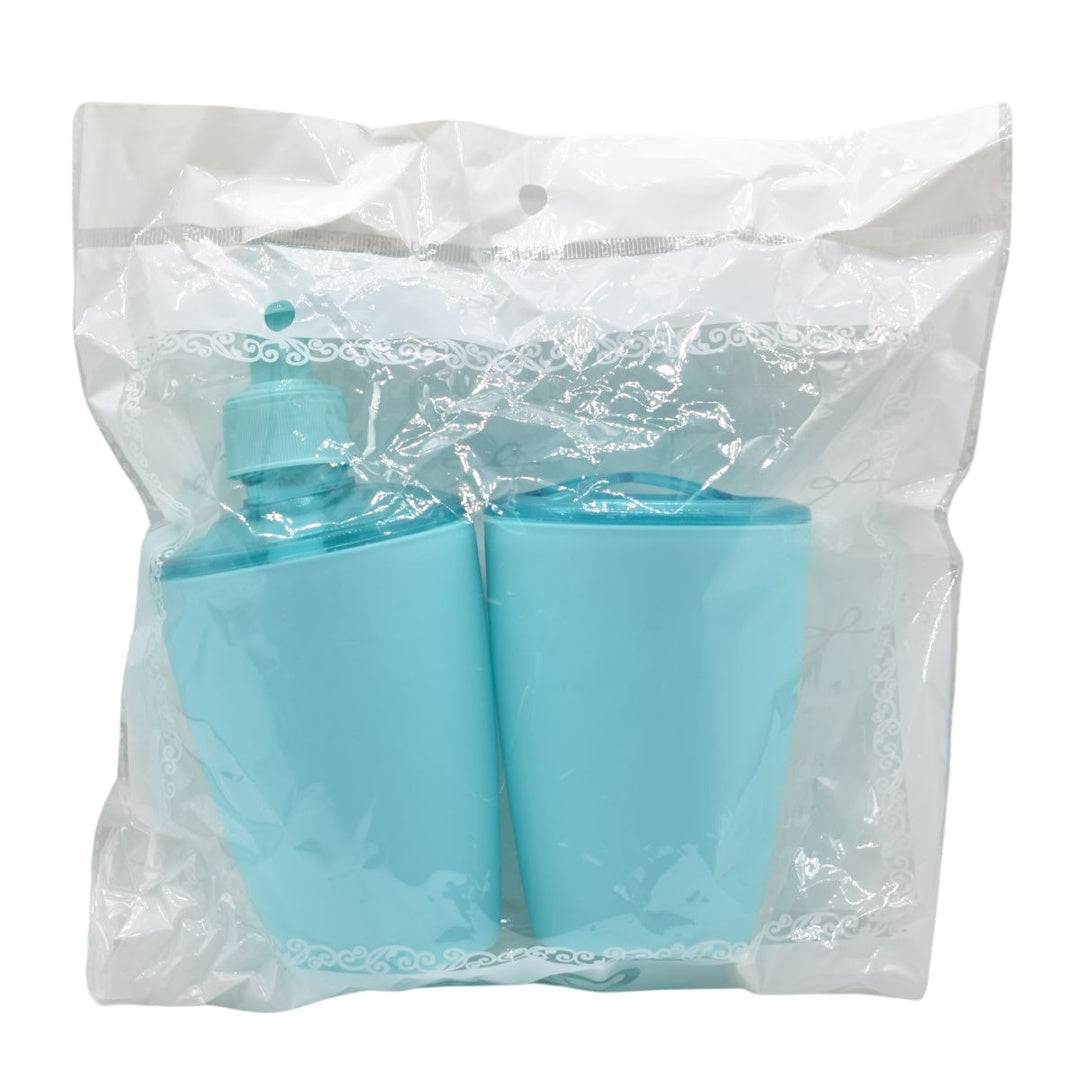 Set de dispensador de jabón y porta cepillos celeste