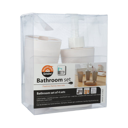 Set de accesorios plásticos para baño 4 pcs beige