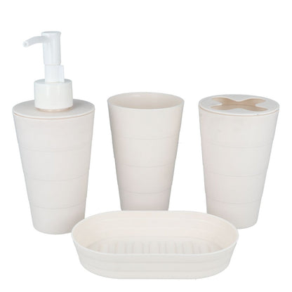 Set de accesorios plásticos para baño 4 pcs beige