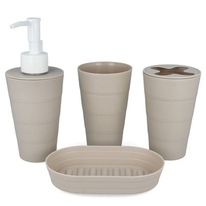 Set de accesorios plásticos para baño 4 pcs marrón