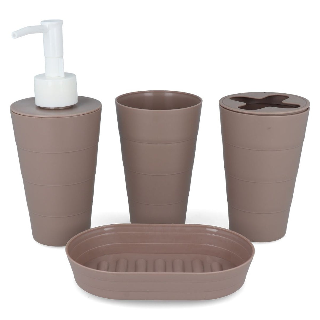 Set de accesorios plásticos para baño 4 pcs marrón oscuro