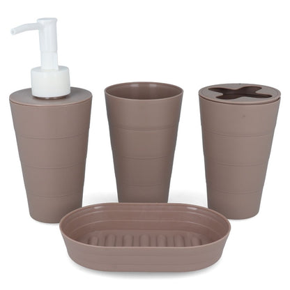 Set de accesorios plásticos para baño 4 pcs marrón oscuro
