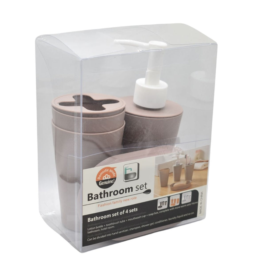 Set de accesorios plásticos para baño 4 pcs marrón oscuro