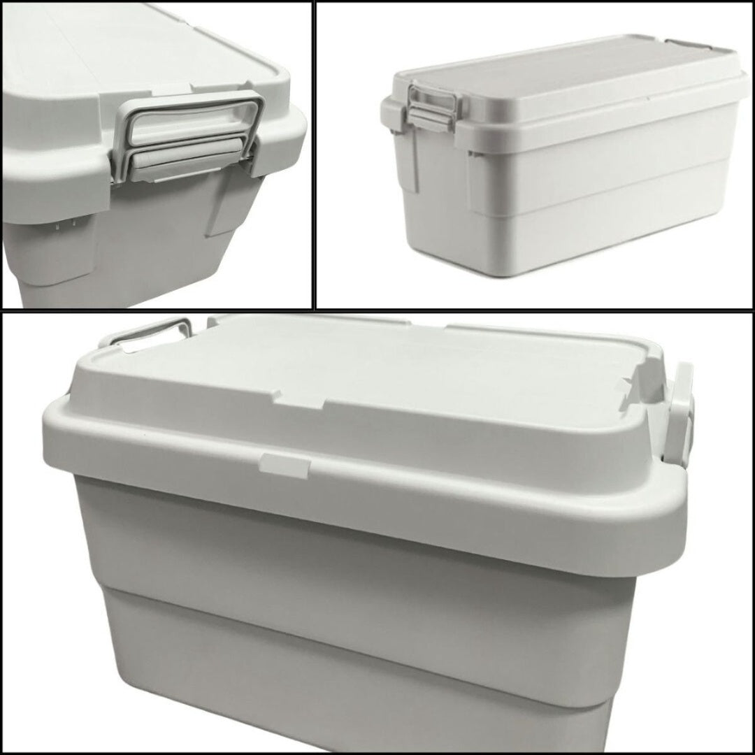 Caja plástica multifunción con tapa y asas gris 58x37x36cm