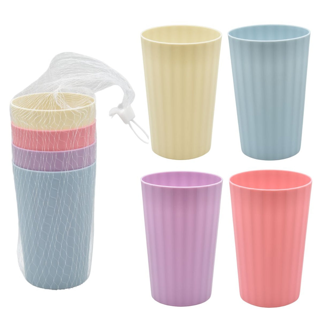 Vasos de plástico de colores x4 unidades 11.5x7.5cm