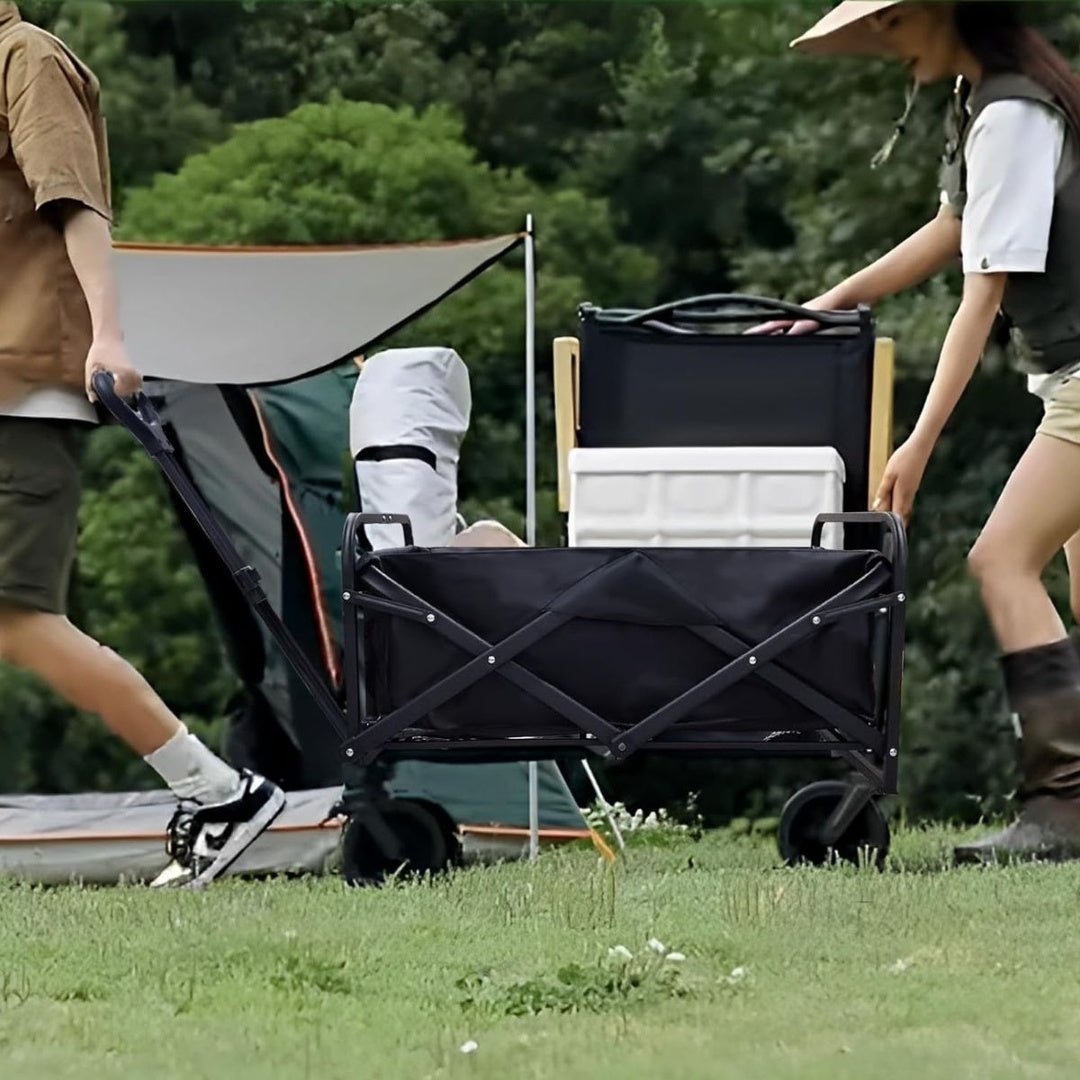 Carrito plegable negro con ruedas 88x47x55cm