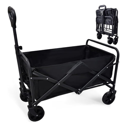 Carrito plegable negro con ruedas 88x47x55cm