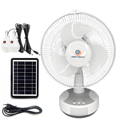 Ventilador inalámbrico con cargador solar y lámparas de luz