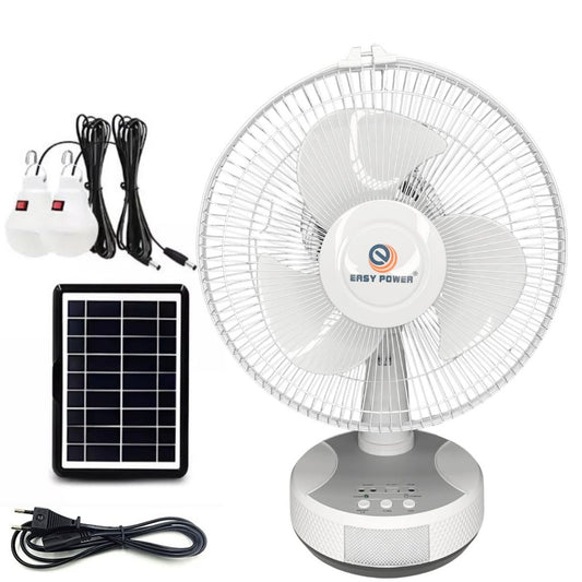 Ventilador inalámbrico con cargador solar y lámparas de luz
