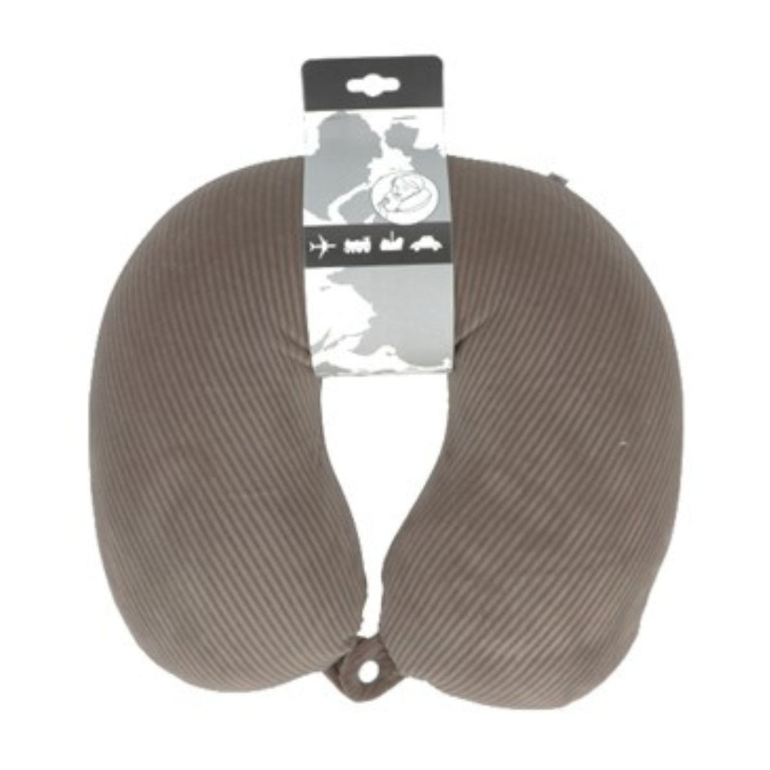 Almohada de viaje marrón con relleno de microesferas 29x29cm