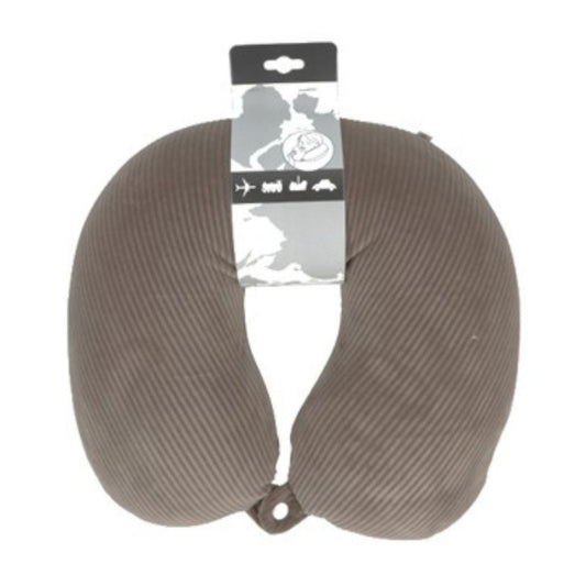 Almohada de viaje marrón con relleno de microesferas 29x29cm