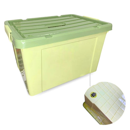 Caja plástica verde apilable con ruedas 80Lts
