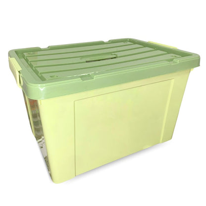 Caja plástica verde apilable con ruedas 100Lts.