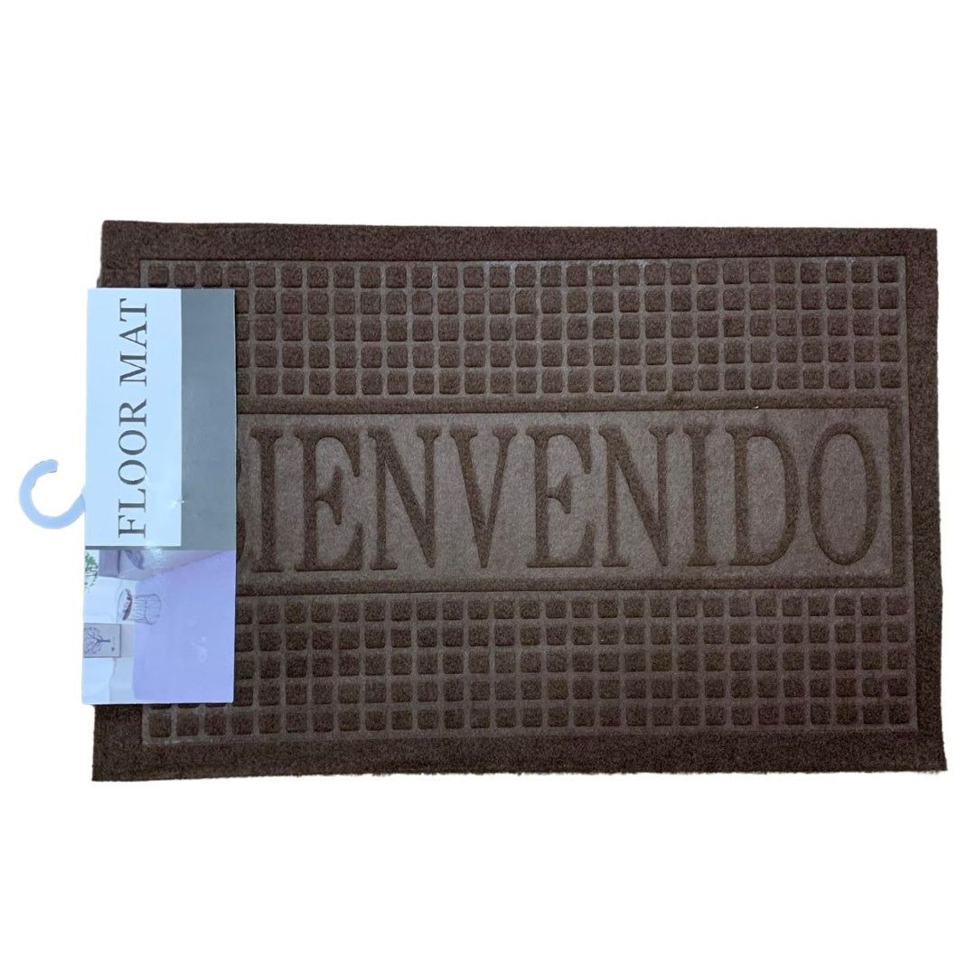 Alfombra antideslizante marrón "bienvenido" 58x38cm