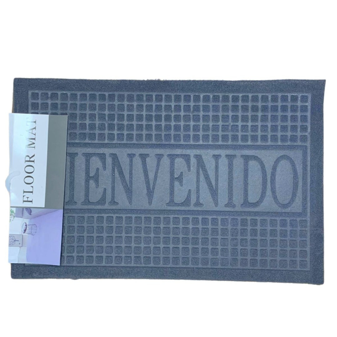 Alfombra antideslizante gris "bienvenido" 58x38cm
