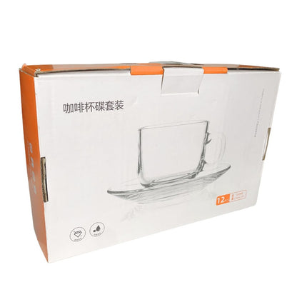 Set de taza y plato de vidrio para te 12pcs.