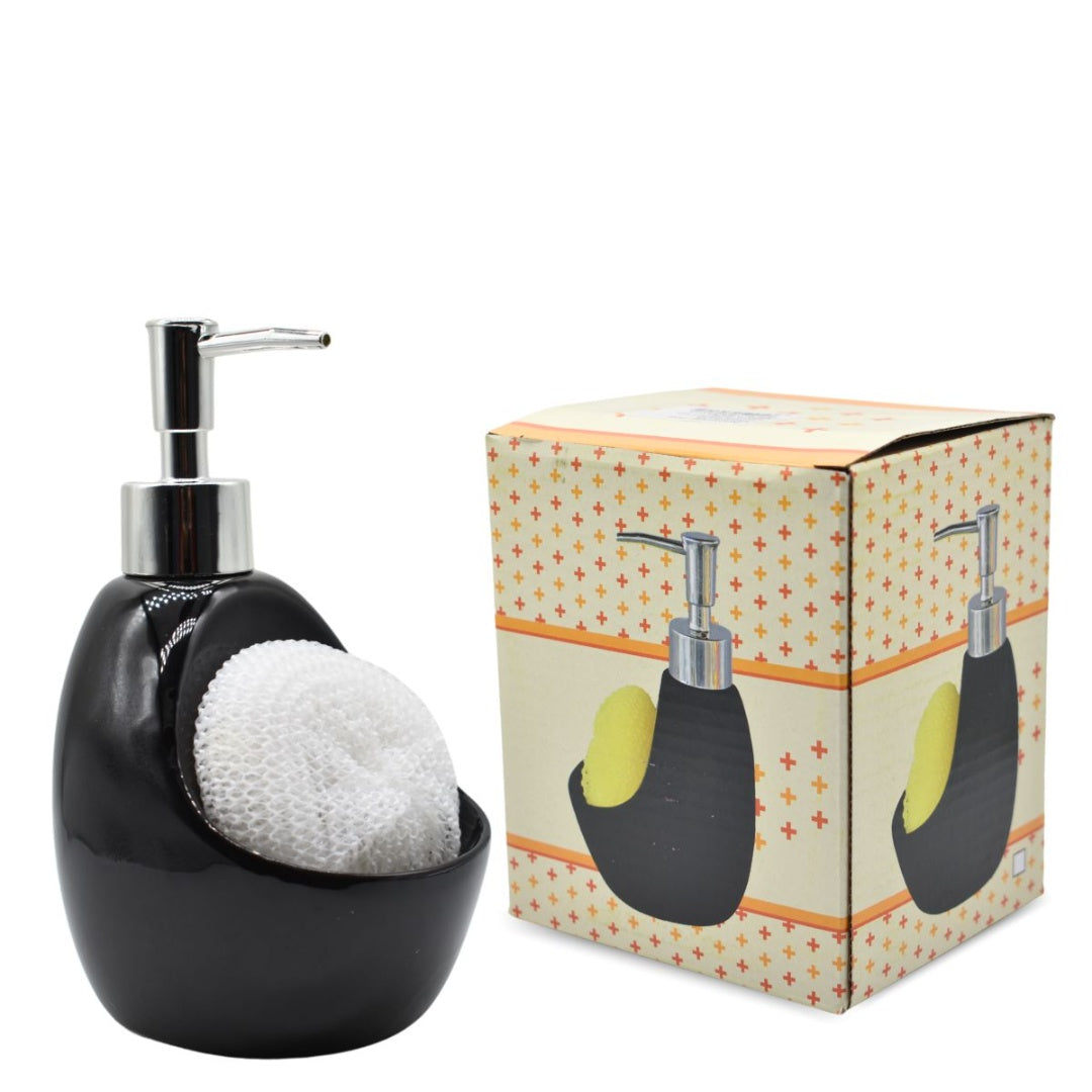 Dispensador de cerámica negro con esponja 300ml