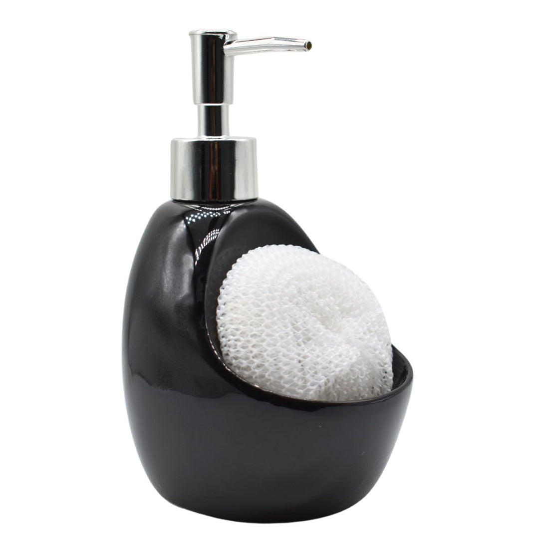 Dispensador de cerámica negro con esponja 300ml