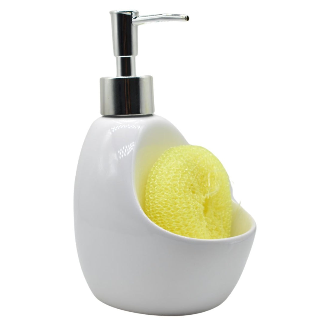 Dispensador de cerámica blanco con esponja 300ml