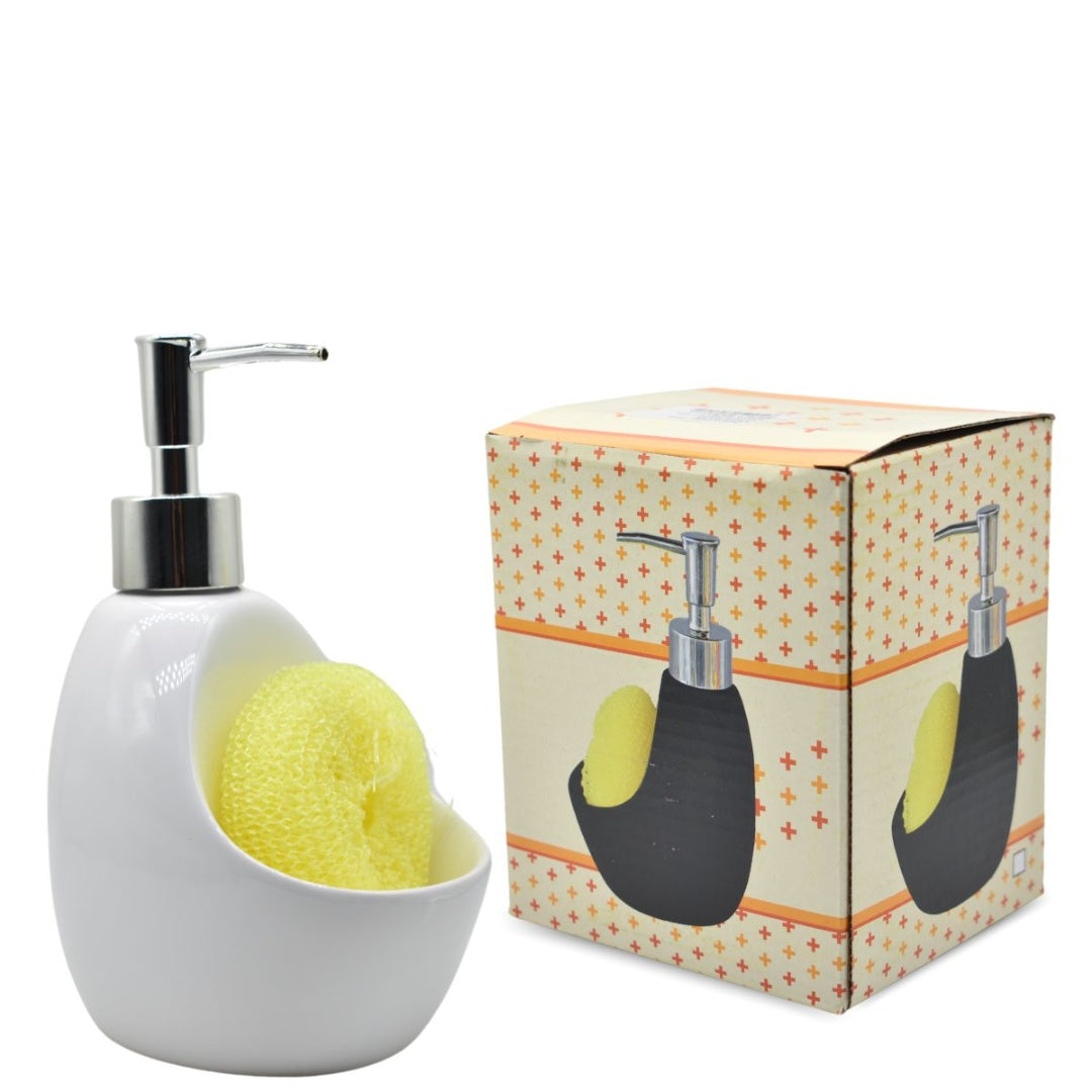 Dispensador de cerámica blanco con esponja 300ml
