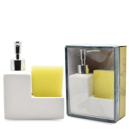 Dispensador de cerámica blanco con esponja 200ml