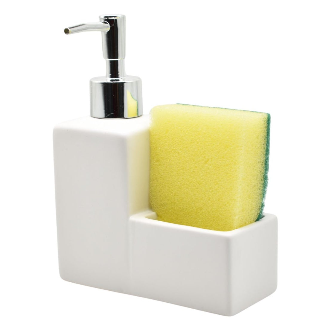 Dispensador de cerámica blanco con esponja 200ml