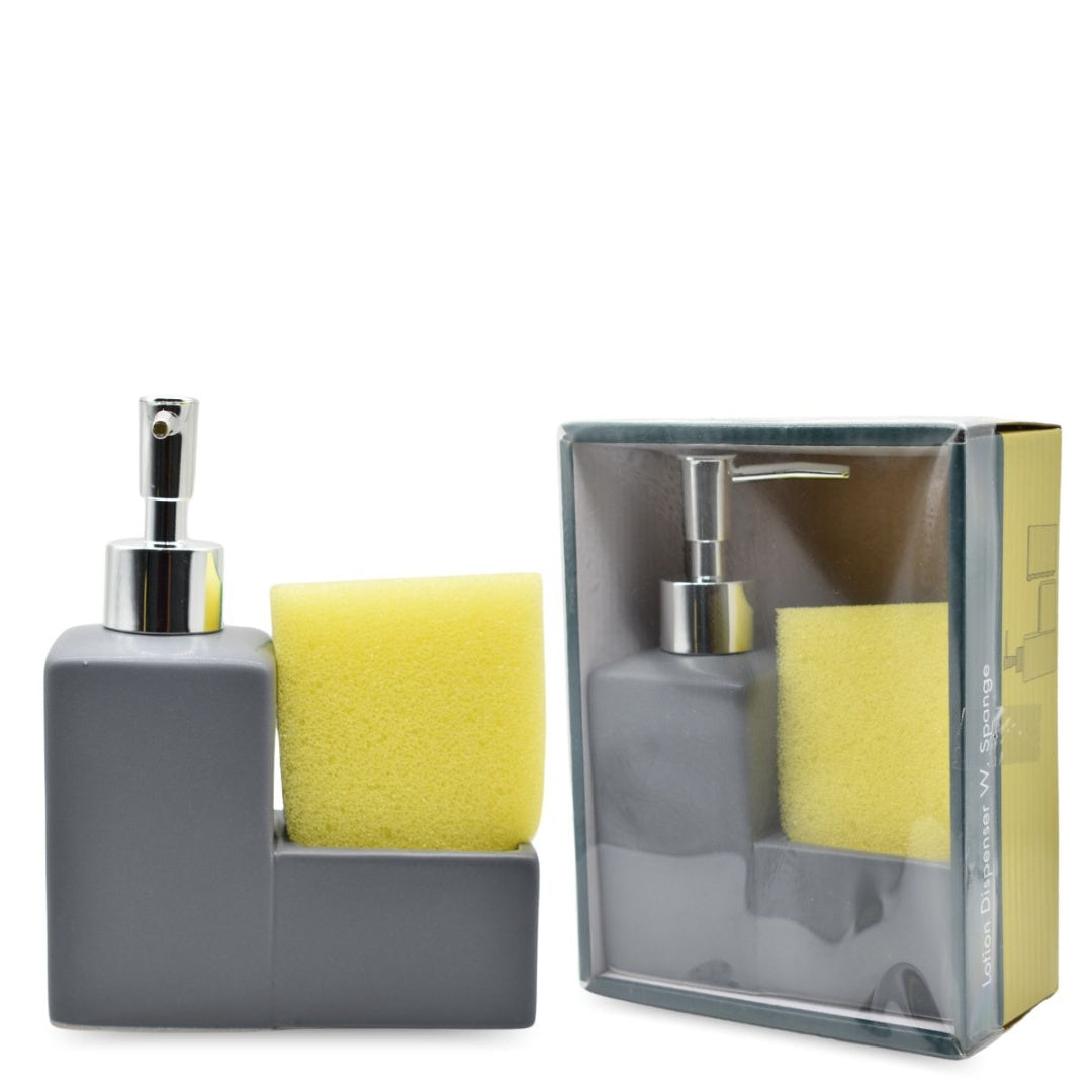 Dispensador de cerámica gris con esponja 200ml