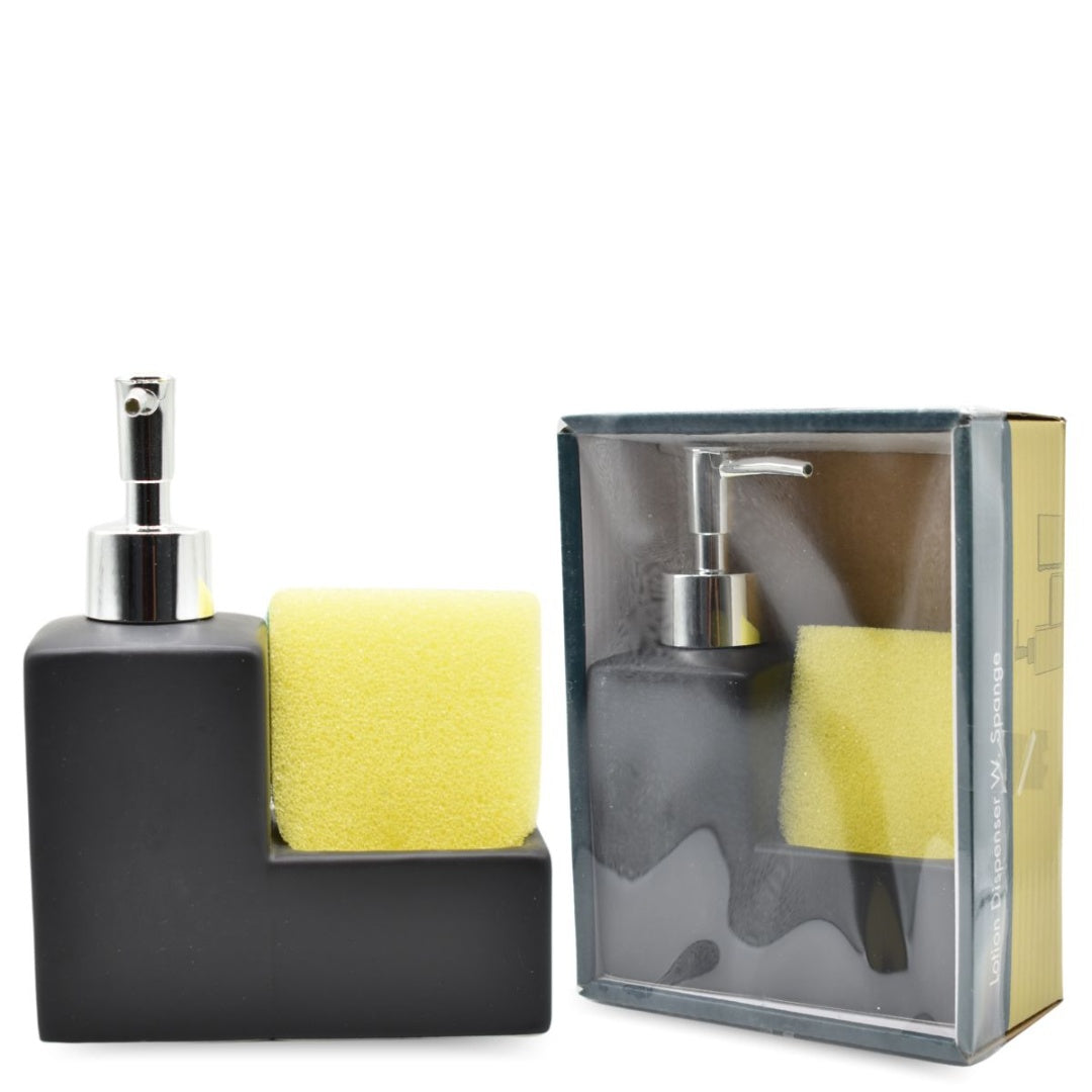 Dispensador de cerámica negro con esponja 200ml