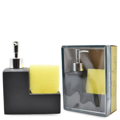 Dispensador de cerámica negro con esponja 200ml