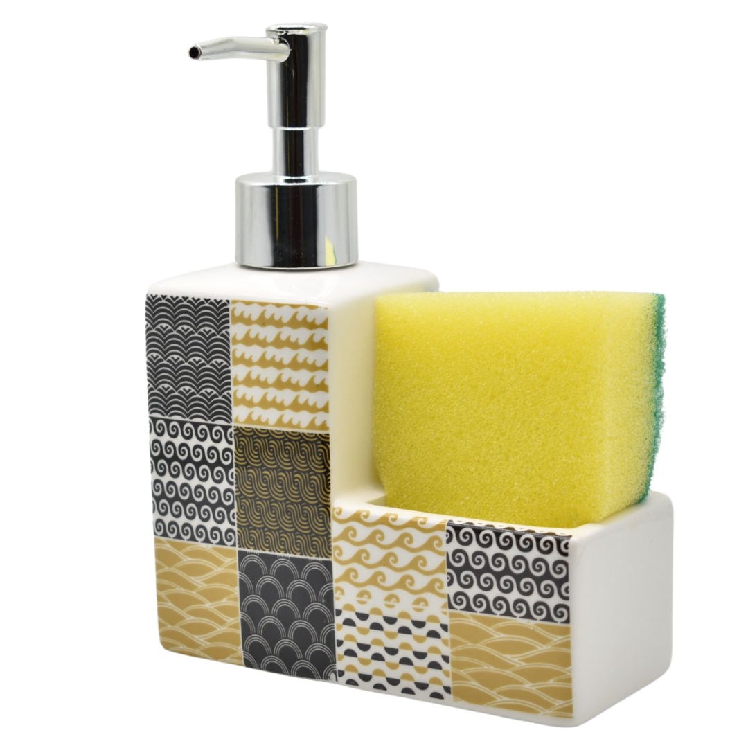 Dispensador de cerámica estampado con esponja 200ml