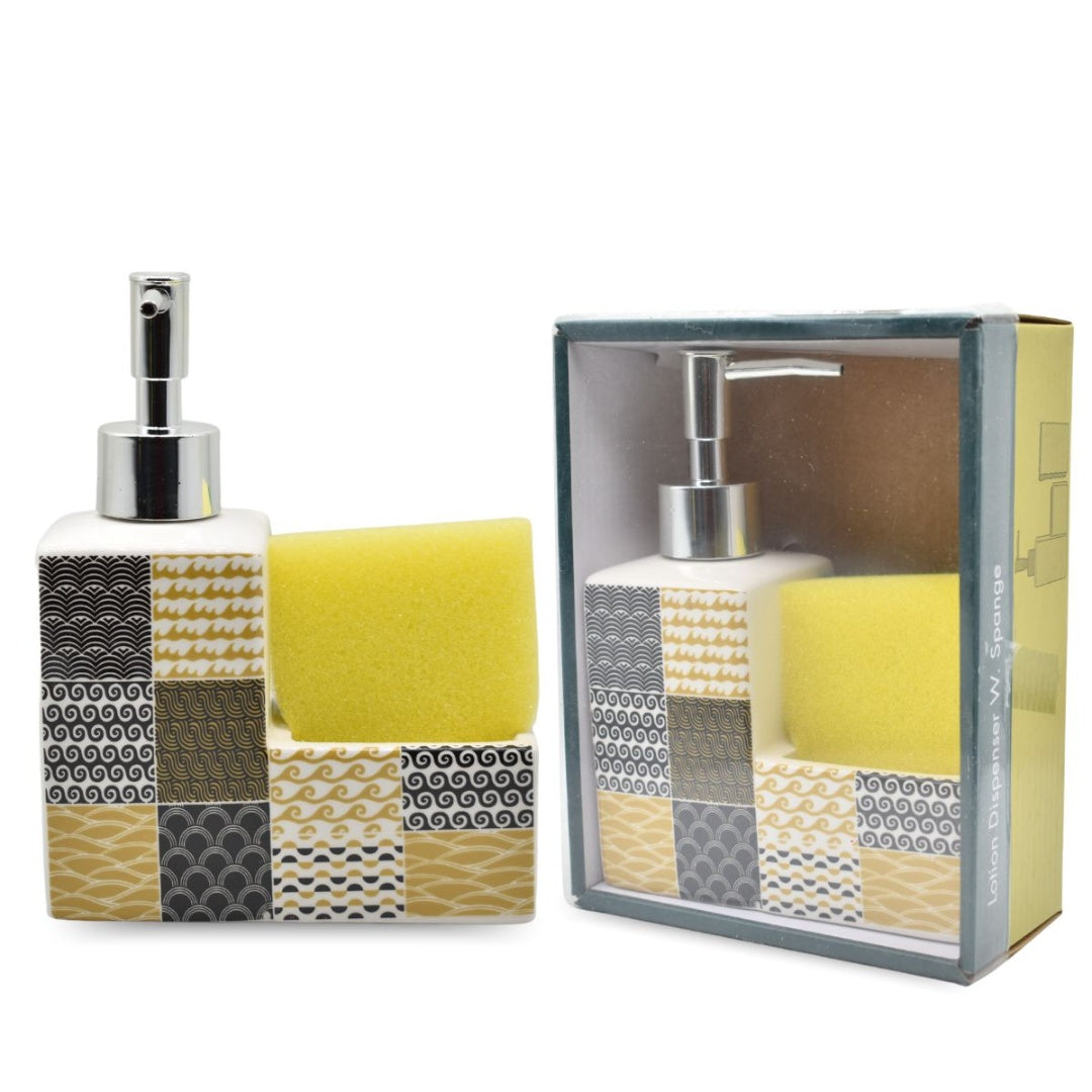Dispensador de cerámica estampado con esponja 200ml