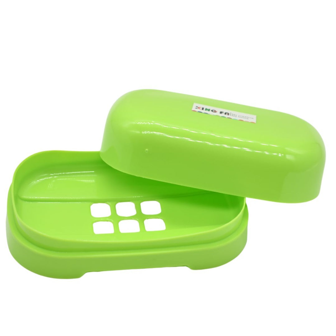 Jabonera verde con tapa 12x7x4.5cm