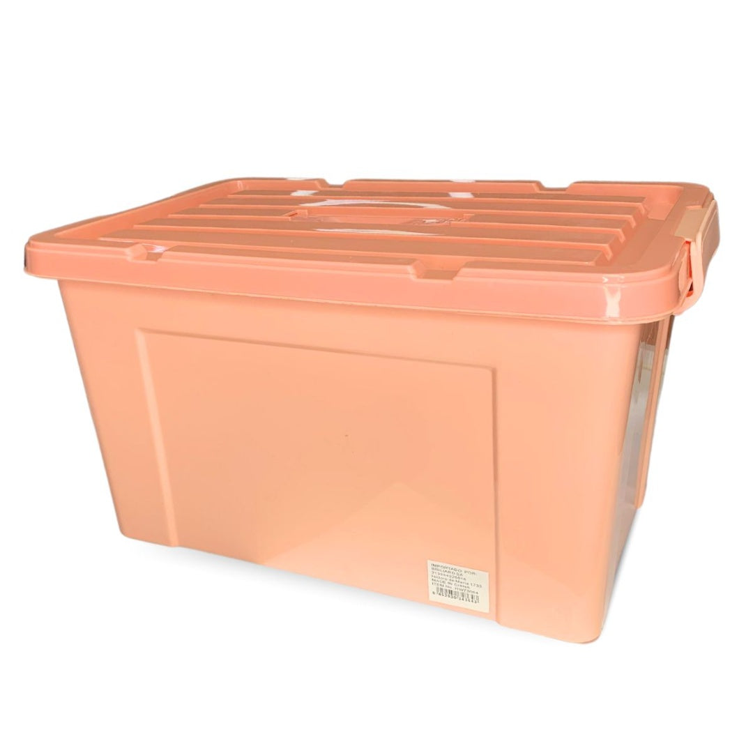 Caja plástica apilable rosa 43x29x24cm