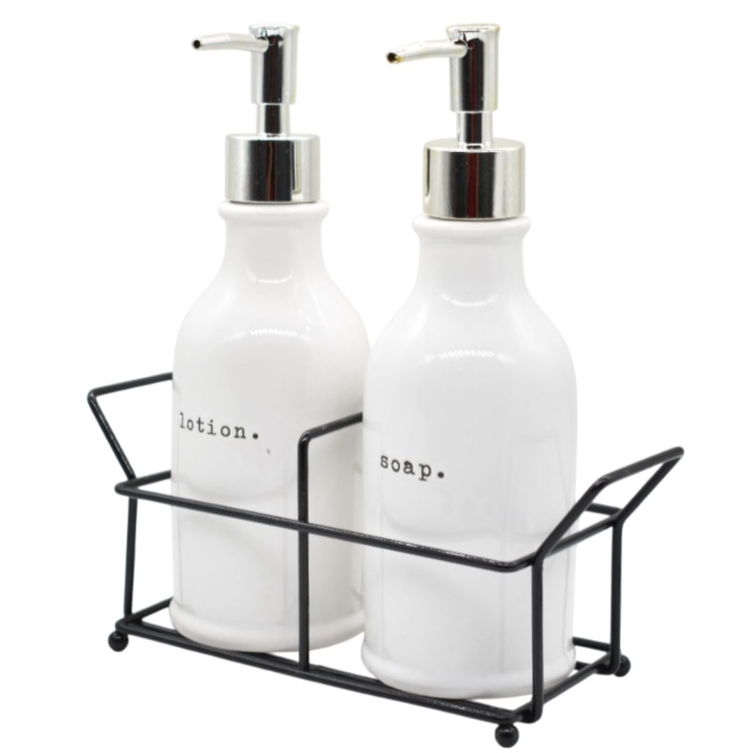 Set de dispensadores de cerámica para jabón 21x23cm