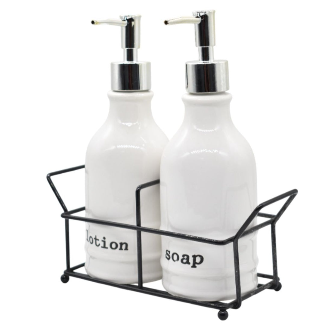 Set de dispensadores de cerámica para jabón 21x23cm