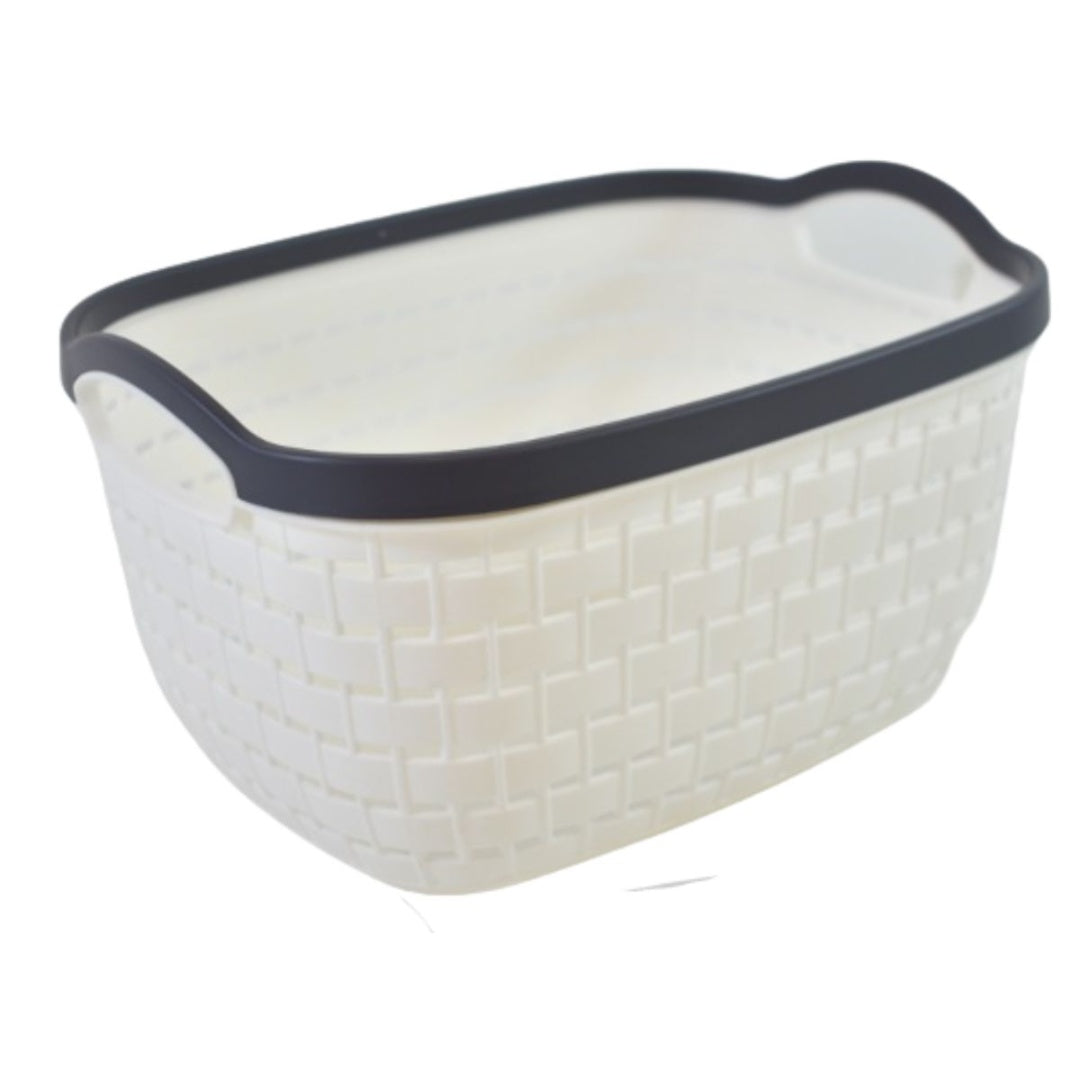 Canasto plástico con asas blanco 24x18x12cm