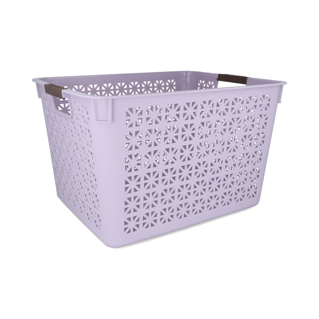 Canasto plástico con asas lila 35x27x21cm