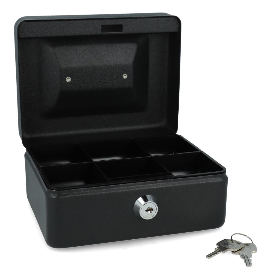 Caja de seguridad metálica negra 15 x 12 x 8 cm