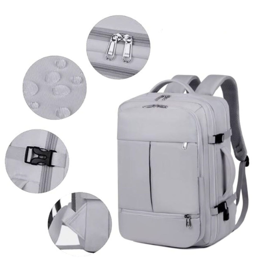 Mochila de viaje impermeable oxford 31x20x44cm gris
