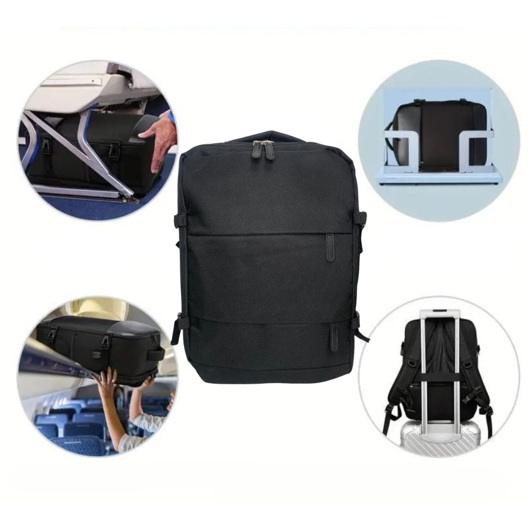 Mochila de viaje impermeable oxford 32x15x46cm negra