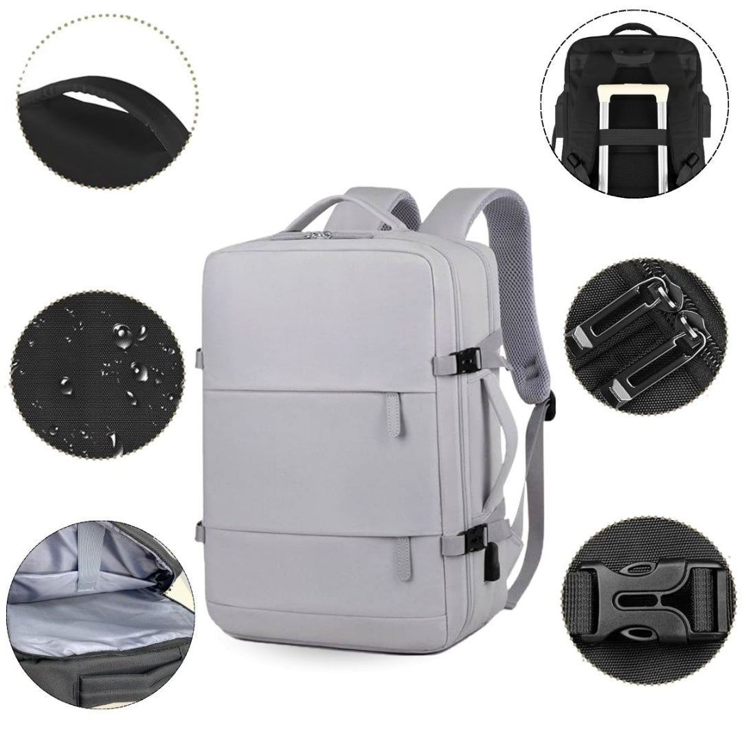 Mochila de viaje impermeable oxford 32x15x46cm gris