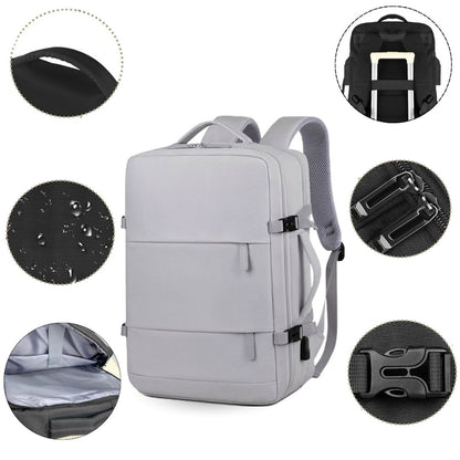 Mochila de viaje impermeable oxford 32x15x46cm gris